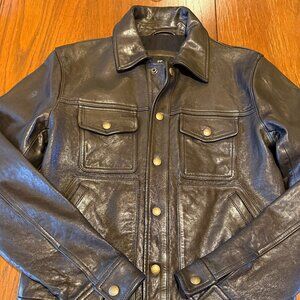 Banana Republic Black Men's Leather Trucker Jacket XS